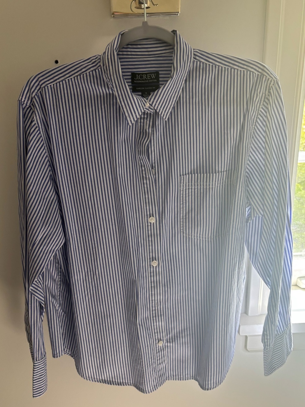 J Crew Garçon shirt in striped cotton poplin - size 14